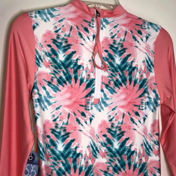 Kyodan Swim Tropical Tie Dye Printed Rash Guard Size Small - Picture 7 of 16